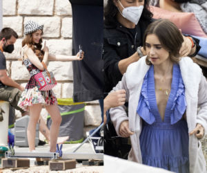 Lily Collins na planie Emily w Paryżu 2