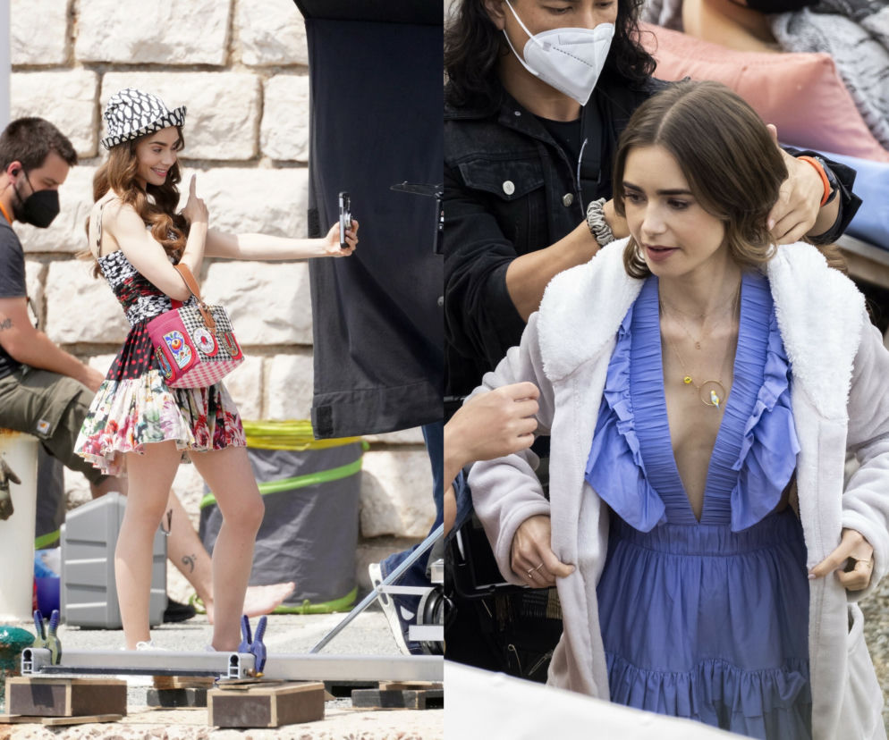 Lily Collins na planie Emily w Paryżu 2