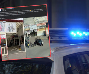 Rozpędzone BMW wjechało prosto w pasaż handlowy. Wypadek we Wrocławiu 