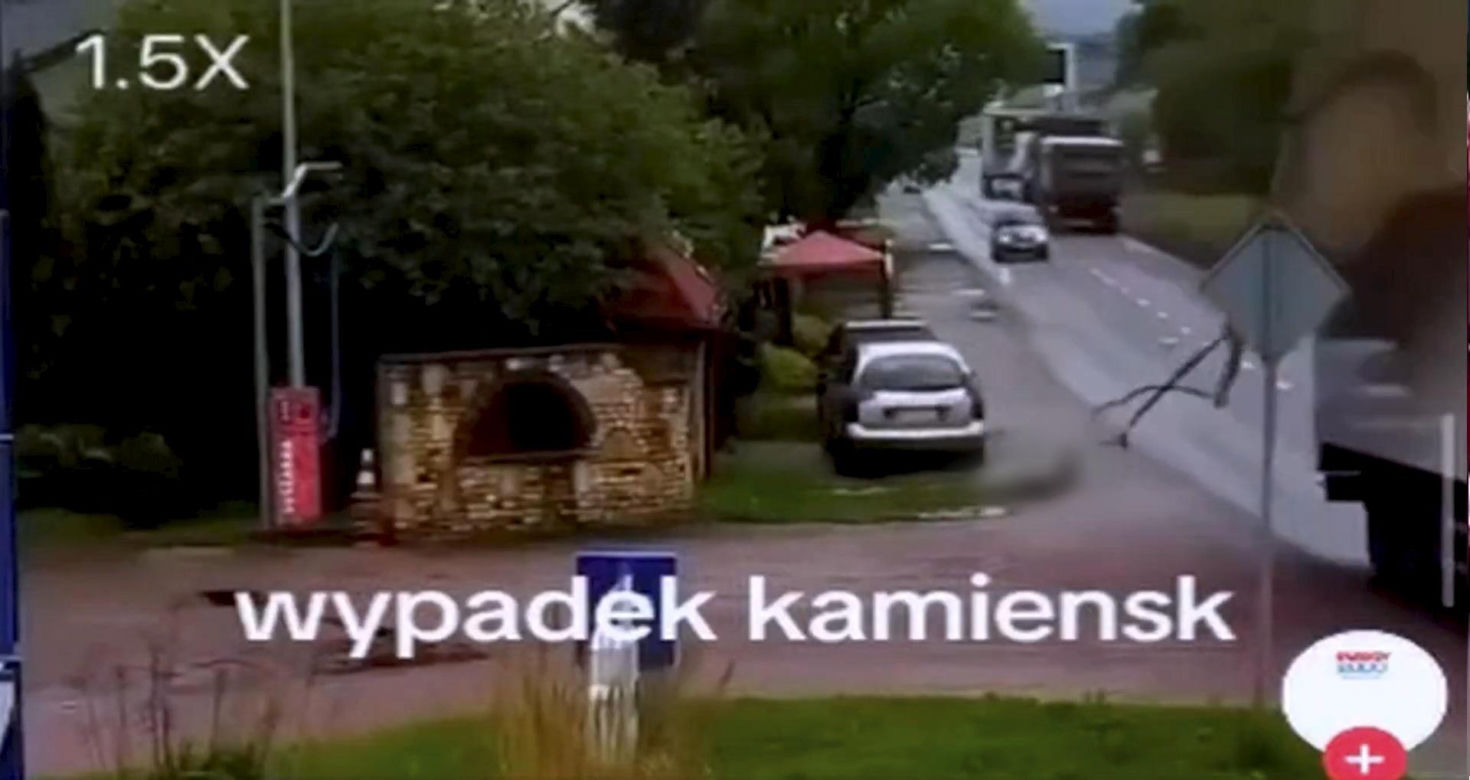 Pas od tira uderzył kobietę prosto w głowę. Wszystko widać na nagraniu