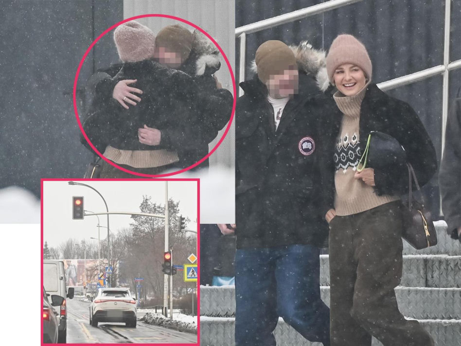 Rozkojarzona Małgorzata Socha łamie przepisy na drodze.