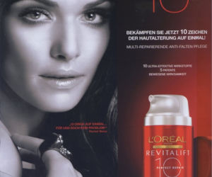 Rachel Weisz w reklamie kremu przeciwzmarszczkowego L'Oreal Revitalift