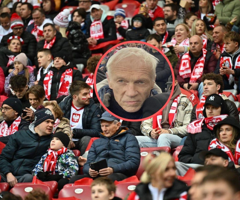 Janusz Waluś na meczu Polska - Albania