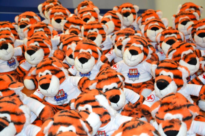 Pluszowych pomocników mają policjanci z Małopolski. Sympatyczne tygrysy cały czas w akcji!