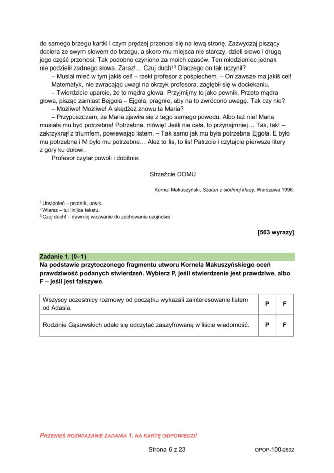 Próbny egzamin ósmoklasisty 2026 CKE: język polski, arkusze CKE, pytania i odpowiedzi