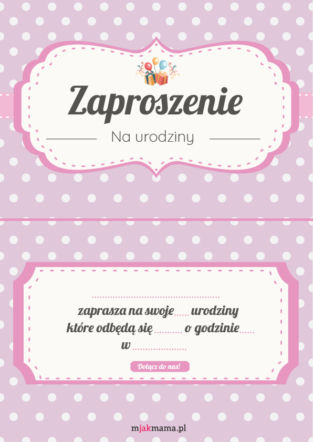 Zaproszenie na urodziny dla dziewczynki - różowe kropki