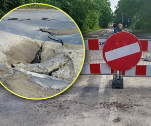 Po awarii wodociągu została ogromna wyrwa w jezdni. Duże problemy z dojazdem na Pomorzany