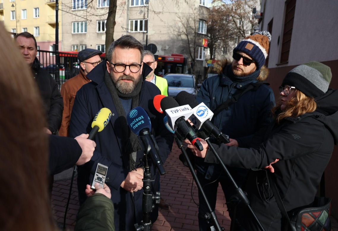 Konferencja po posiedzeniu sztabu kryzysowego po katastrofie budowlanej przy ul. Bernardyńskiej w Lublinie