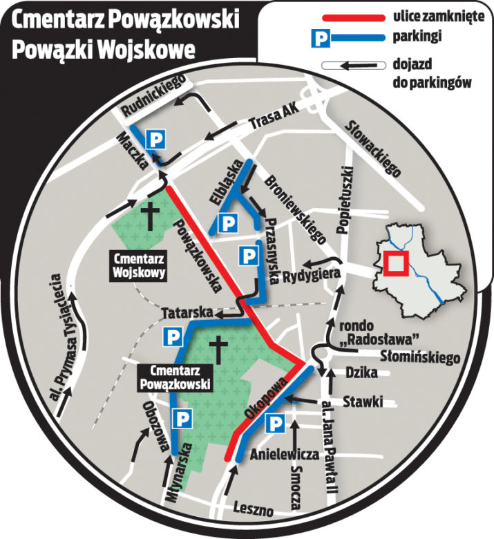 Te ulice będą zamknięte 1 listopada