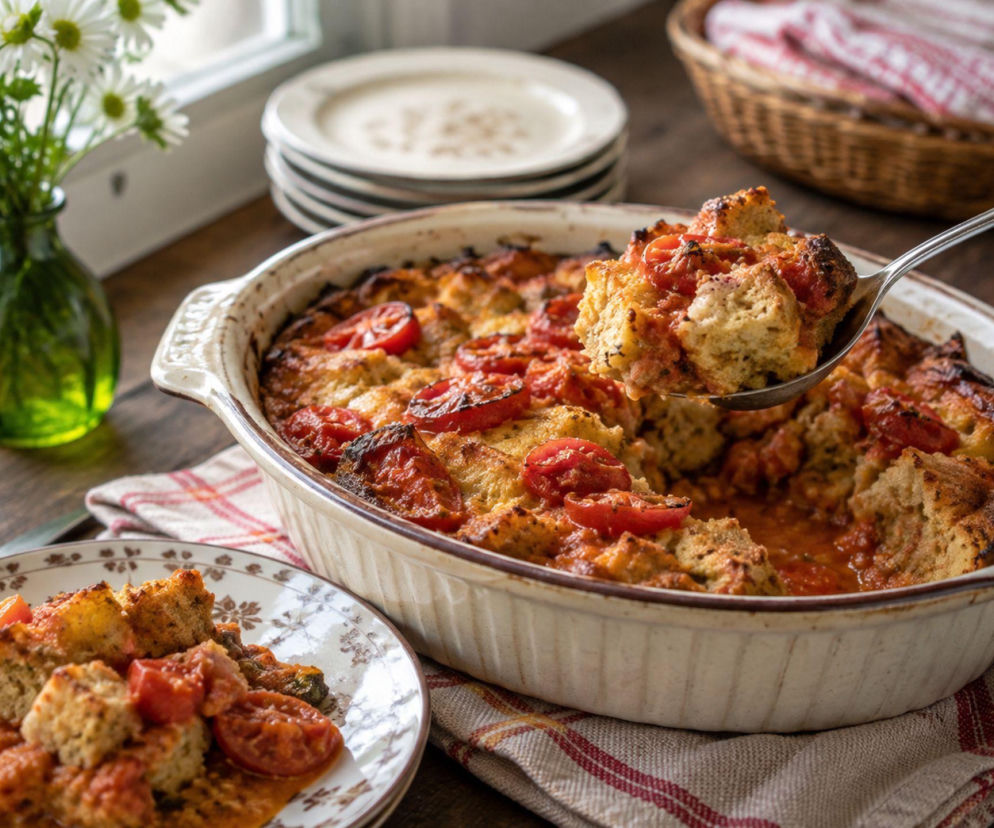 Ten przepis na pomidorowy pudding ma ponad 100 lat. Chleb zapieka się z pomidorami, masłem i... cukrem