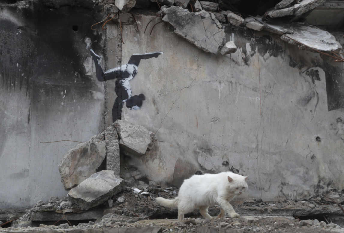 Banksy tam był. Powstała seria ulicznych graffiti w Ukrainie