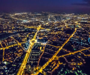 Wrocław nocą z lotu ptaka