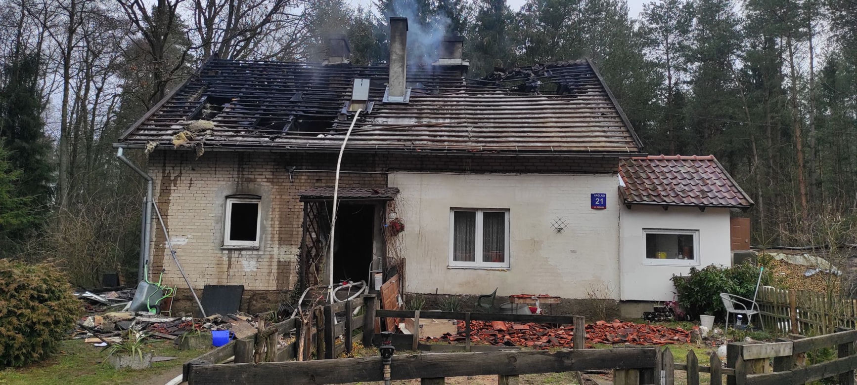 Pożar domu w Nagladach