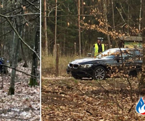 Policjanci rozjechali motocyklistę w lesie