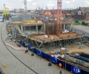 Budowa Morskiego Centrum Nauki w Szczecinie - kwiecień 2020