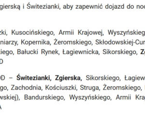 Trasy nocnych autobusów po zmianach