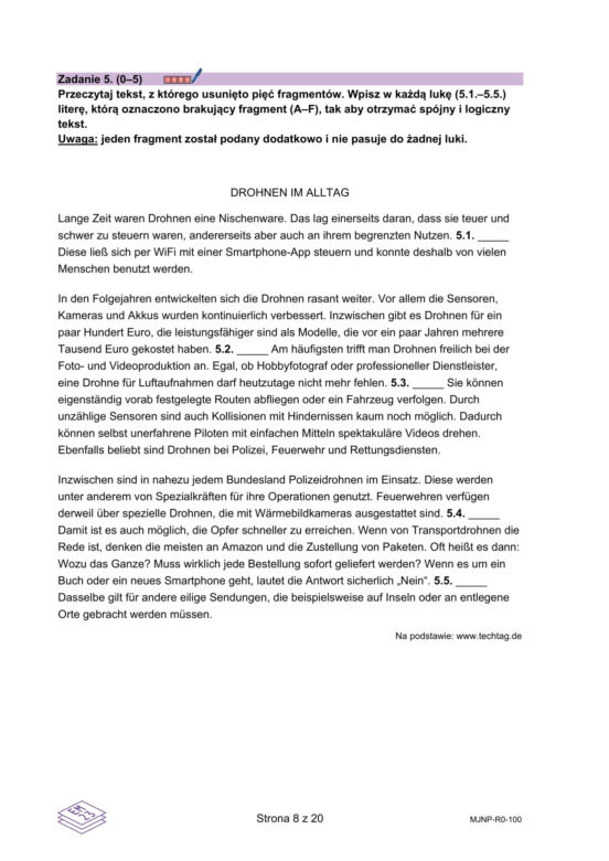 Matura 2025 niemiecki rozszerzony - arkusz CKE 13.05.2025 - Formuła 2023