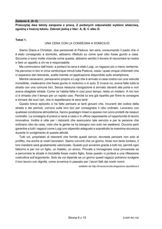 Matura 2021: Język włoski na poziomie rozszerzonym. Arkusze CKE