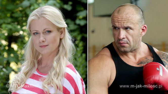 M jak miłość odc. 1173. Marzenka (Olga Szomańska), Andrzejek (Tomasz Oświeciński)
