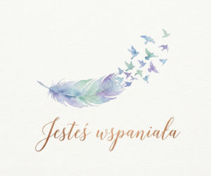 Akwarelowe Pióro z Ptakami na Dzień Kobiet