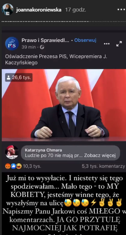 Gwiazdy reagują na przemówienie Kaczyńskiego
