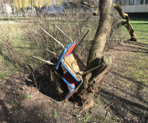 Przy śmietnikach we Wrocławiu łatwo znaleźć stare meble