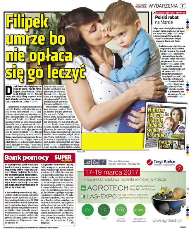 Filipek umrze, bo nie opłaca się go leczyć