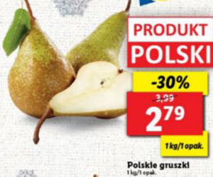 Polskie gruszki 2,79 zł/1 kg/1 opak 