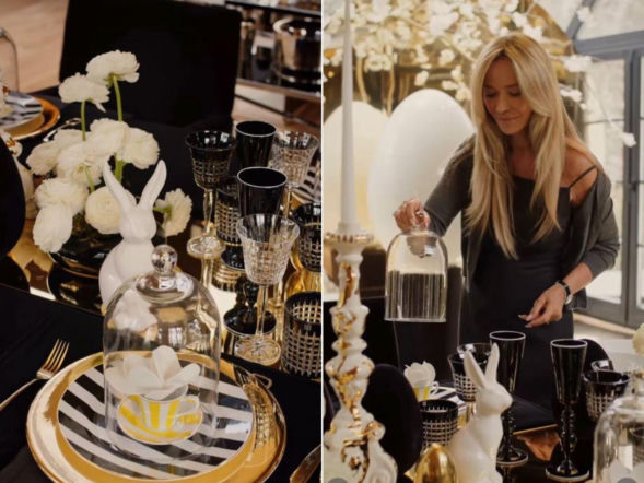 Joanna Przetakiewicz przystroiła stół na święta. Zamiast wiosennych wybrała barw czerń i złoto. Taki luksus kosztuje!