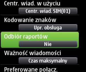 Nokia N8. Jak włączyć odbiór raportów, potwierdzenie doręczenia wiadomości