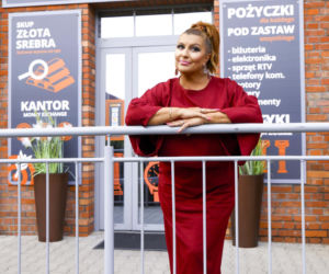 Katarzyna Skrzynecka na planie serialu Lombard. Życie pod zastaw