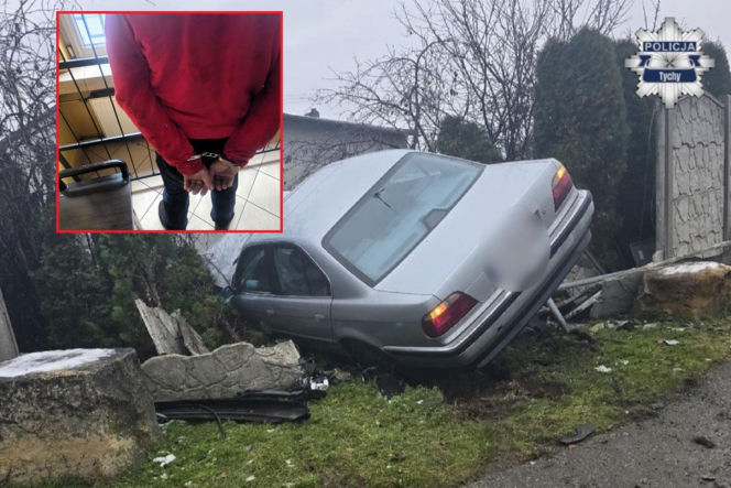 Kierowca bmw próbował rozjechać policjanta. Później huknął w ogrodzenie