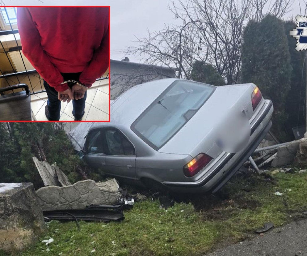 Kierowca bmw próbował rozjechać policjanta. Później huknął w ogrodzenie