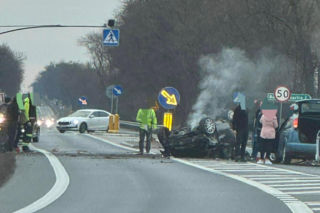 Nowe Osiny: Poważny wypadek na DK-92. 24-latek przetransportowany do szpitala helikopterem LPR!