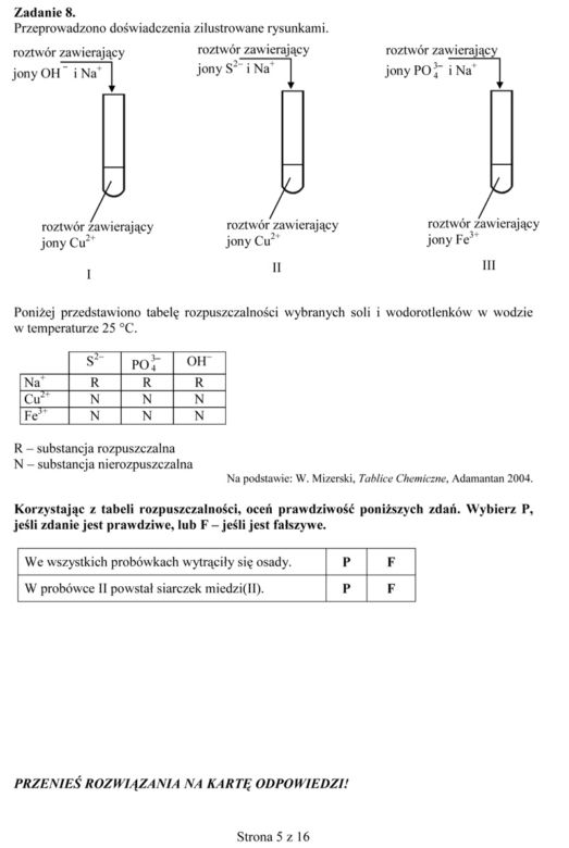Próbny egzamin gimnazjalny - Przedmioty przyrodnicze