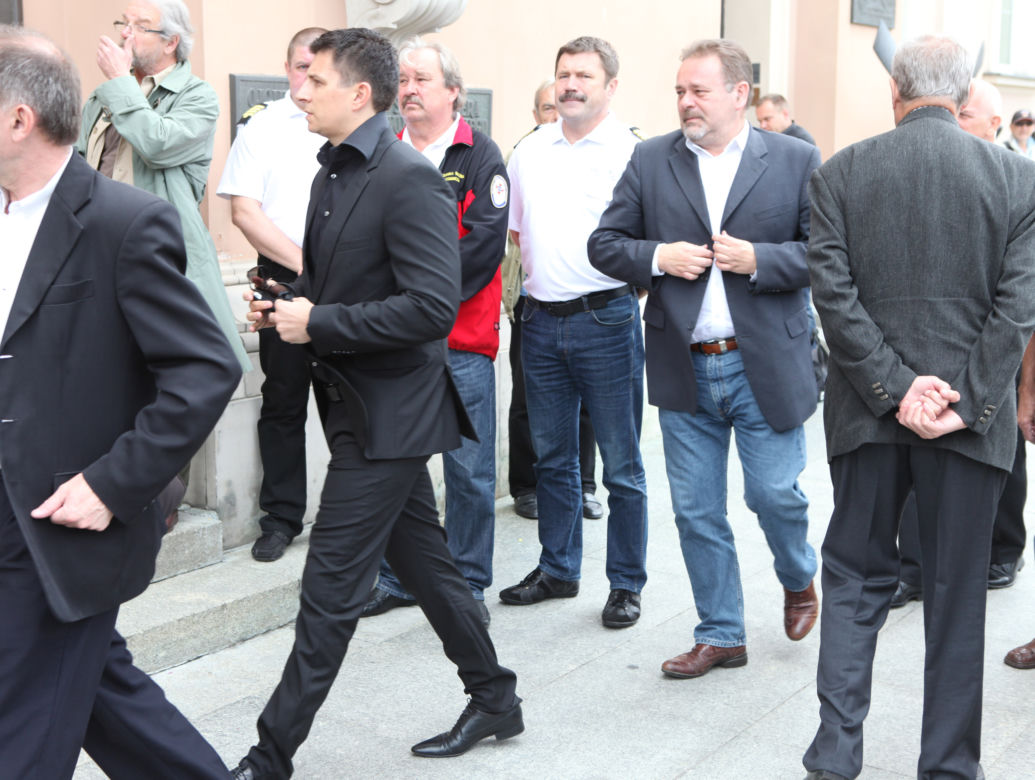 Mateusz Borei Janusz Basałaj na pogrzebie Jerzego Kuleja