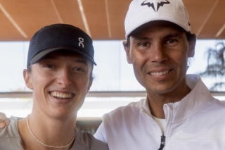 Iga Świątek i Rafael Nadal w czasie treningu na Majorce