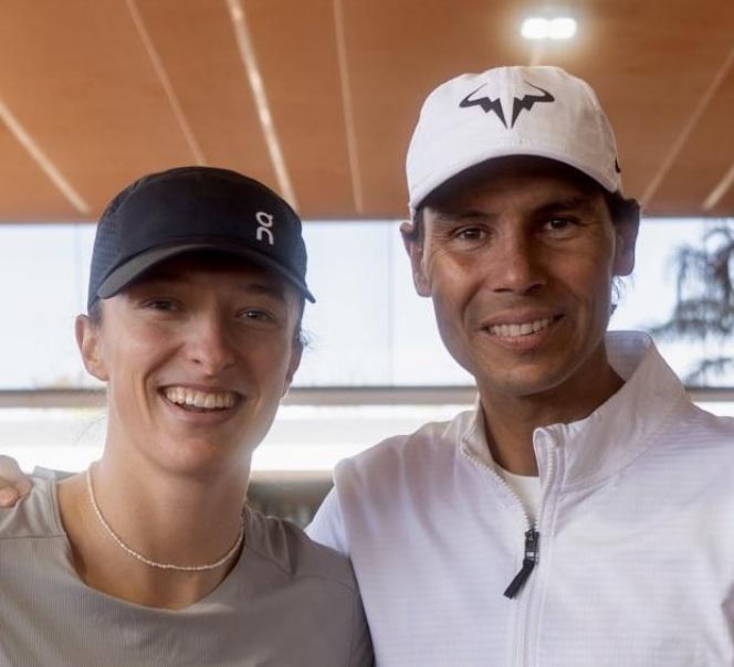 Iga Świątek i Rafael Nadal w czasie treningu na Majorce