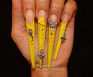 Serowy manicure, cheese nails 