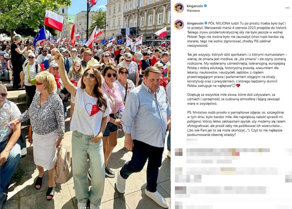 Kinga Rusin na Marszu 4 czerwca. Policja prosiła ją o zdjęcia