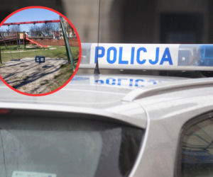 Chłopiec spadł z huśtawki i zaczepił się o sznur