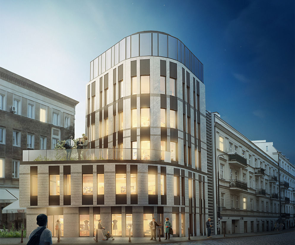 Budynek biurowo-usługowy przy ul. Kopernika 21 w Śródmieściu Warszawy zaprojektowany przez Grupa 5 Architekci 