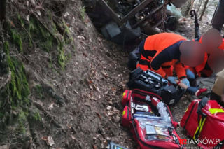 Wypadek w lesie w Czermnej. 10-latek spadł z ciągnika [ZDJĘCIA]