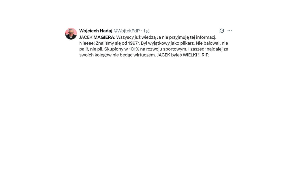 Jacek Magiera nie żyje. Tak go żegnają