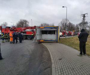 Wypadek ciężarówki przewożącej świnie w Wierzbicy koło Serocka