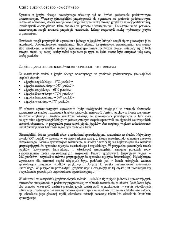 Wyniki egzaminu gimnazjalnego 2014 - wstępny raport CKE