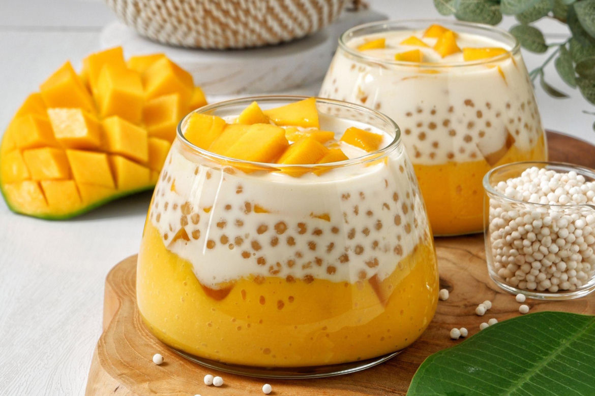 Kokosowy pudding z tapioki i mango. Oczaruje wyglądem, zachwyci smakiem
