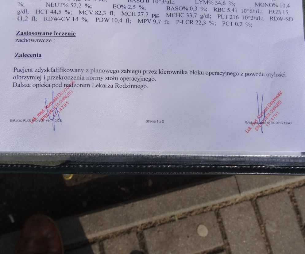Jestem Za gruby na operację