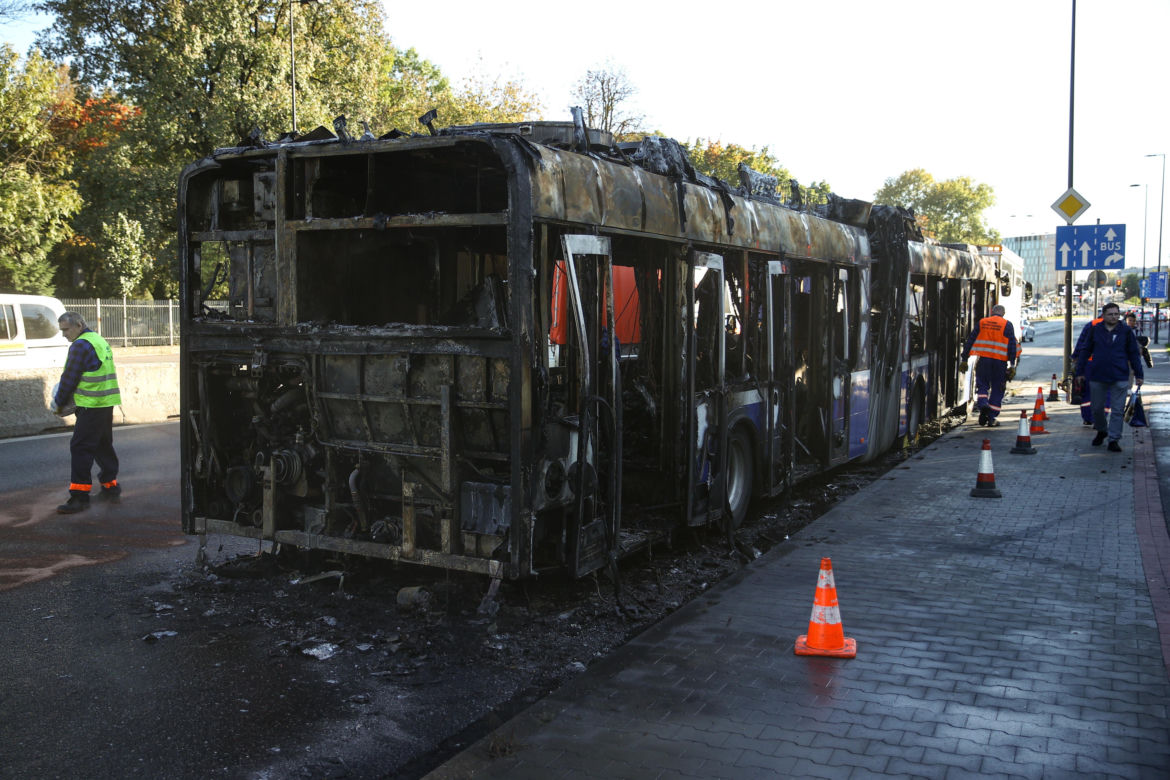 Pożar autobusu MPK w Krakowie