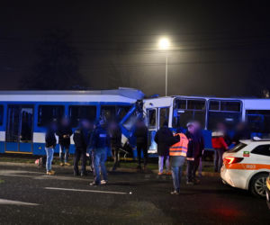 Zderzenie tramwajów na ul. Bieńczyckiej w Krakowie
